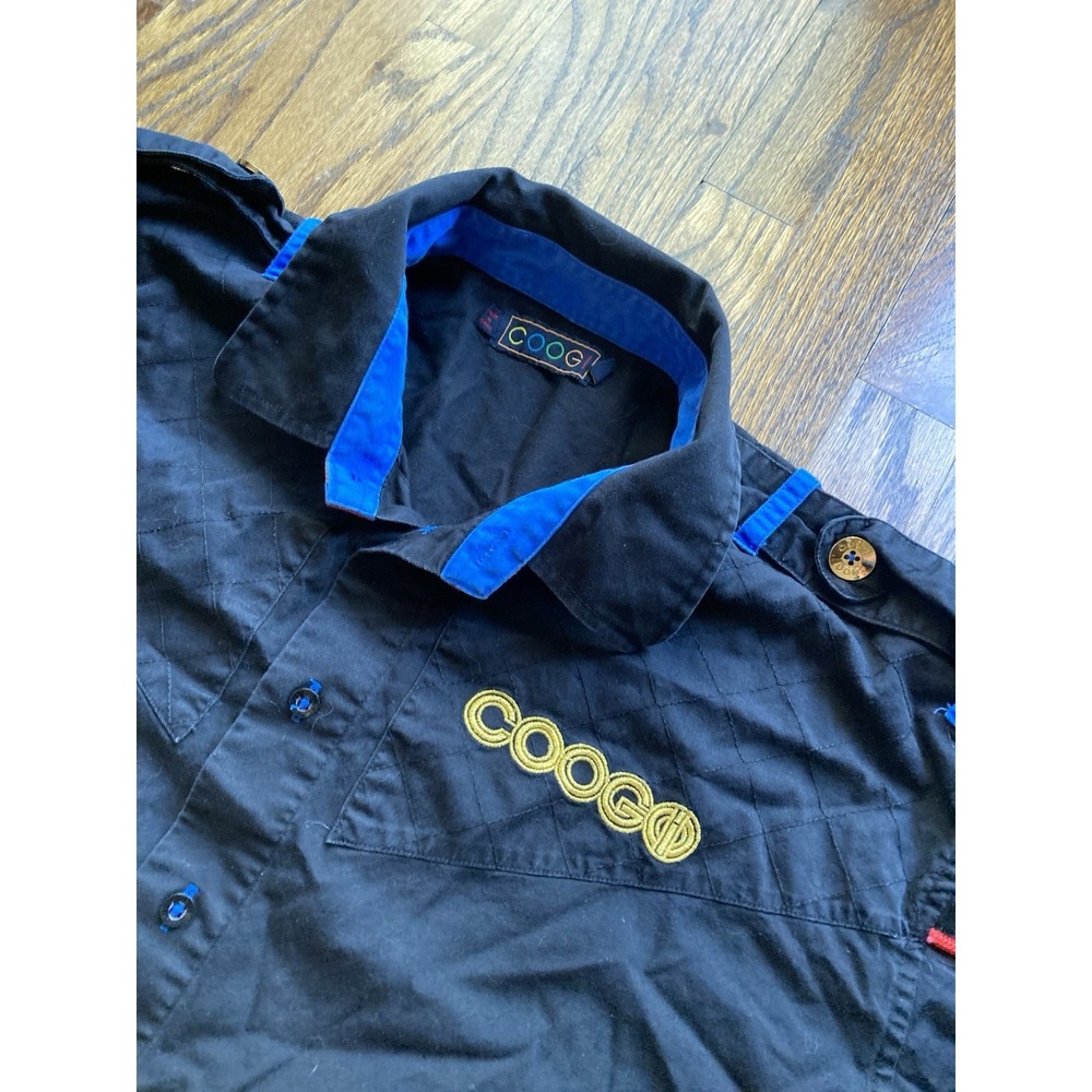 VTG Coogi Military Tiger Shirt Mens Size XL Button Up Long Sleeve Black Y2K - Picture 3 of 11